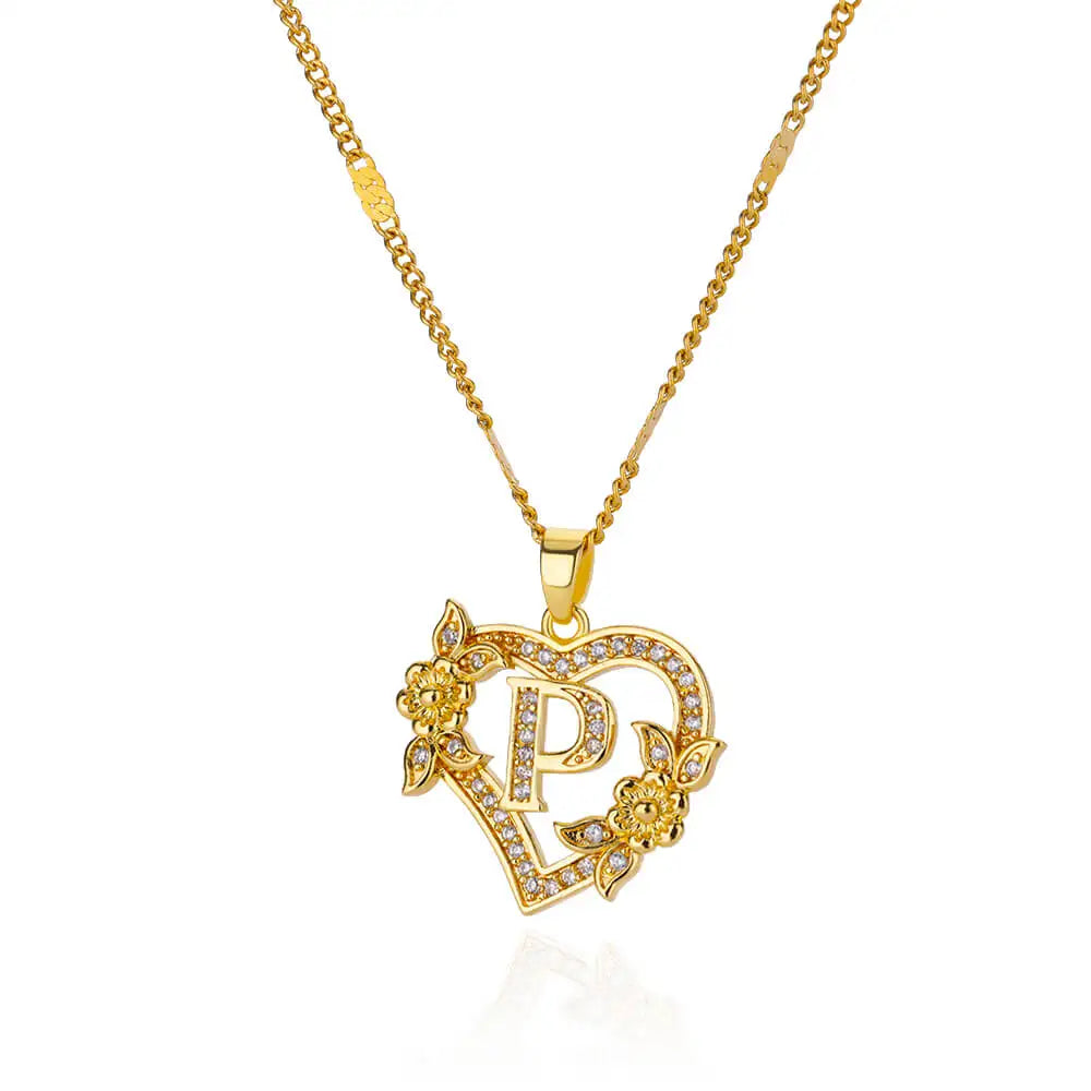 Heart Initial Letter Necklaces for Women Gold Color Stainless Steel Chain A-Z Alphabet Pendant Necklace Birthday Jewelry Gift